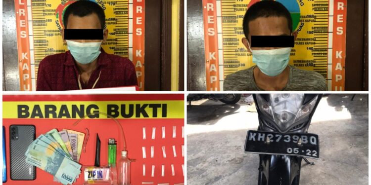 FOTO: IST/MATAKALTENG - Pelaku dan barang bukti saat diamankan di Mapolres Kapuas, Rabu 19 Januari 2022.