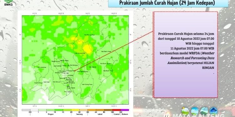 FOT: IST/MATAKALTENG - Perkiraan cuaca dari BMKG Stasiun Bandara H Asan Sampit, Rabu 10 Agustus 2022.