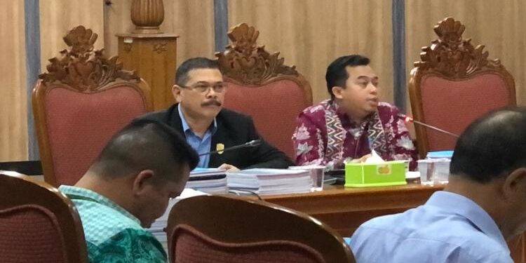 FOTO : DIAN TARESA/MATA KALTENG - Ketua Komisi I Rimbun saat memimpin rapat pembahasan APBD Murni 2023.