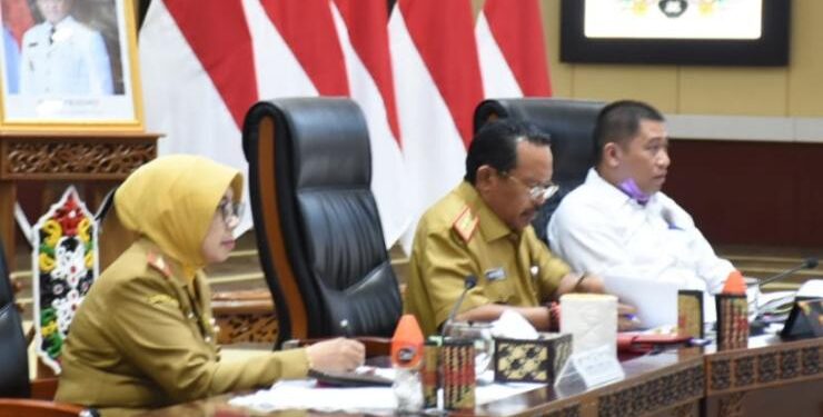 FOTO : IST ADPIM/MATAKALTENG - Sekda Kalteng Nuryakin saat mengikuti Rapat Koordinasi (Rakor) Pengendalian Inflasi.