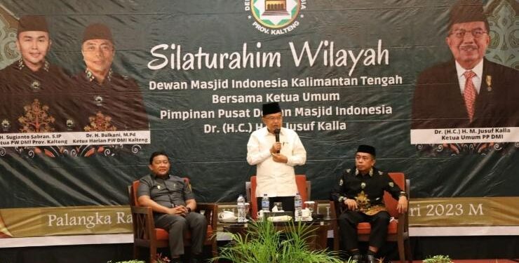 FOTO : IST MMC/MATAKALTENG - Ketua Umum Pimpinan Pusat Dewan Masjid Indonesia (DMI) Muhammad Jusuf Kalla menyampaikan sambutan.