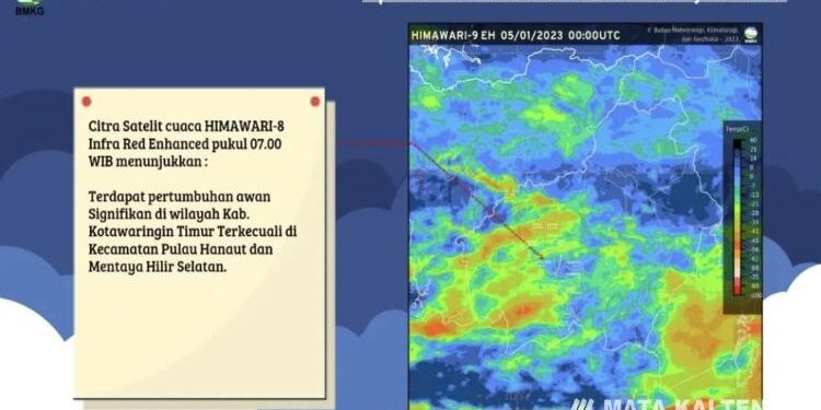FOTO : BMKG/MATA KALTENG - Informasi perawanan yang menunjukkan terdapat pertumbuhan awan hujan di sejumlah daerah di Kotim.