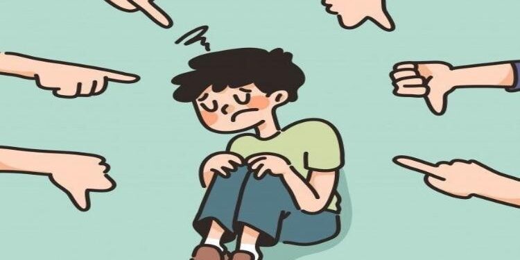 FOTO: PINTEREST/MATAKALTENG - Ilustrasi aksi bullying atau perundungan terhadap anak.