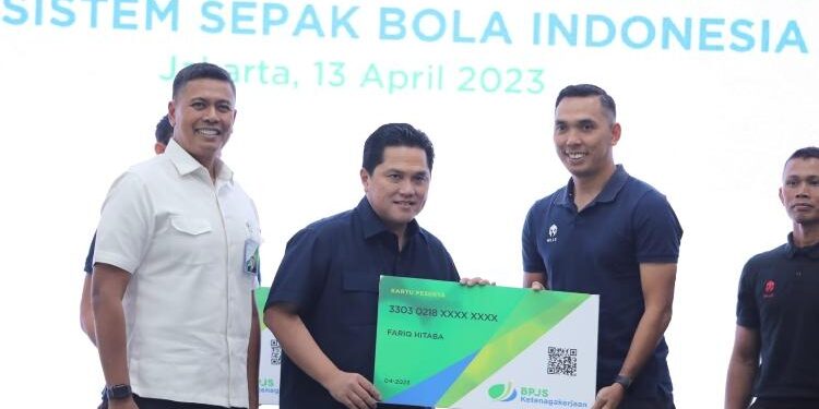 FOTO: BPJS/MATA KALTENG - Launching gerakan jaminan sosial ketenagakerjaan kepada ekosistem sepak bola Indonesia.