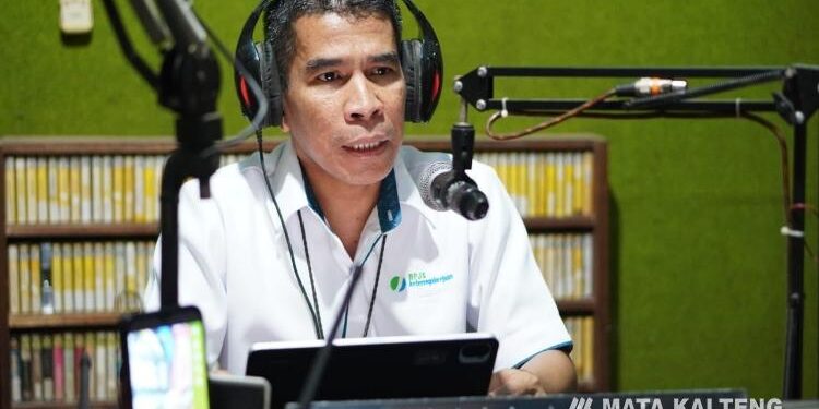 FOTO: BPJS/MATA KALTENG - Kepala BPJS Ketenagakerjaan Cabang Sampit, Yunan Shahada saat mengkampanyekan jaminan kerja.