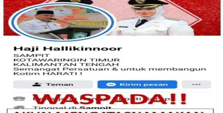 Akun Facebook palsu mengatasnamakan Bupati Kotim Halikinnor