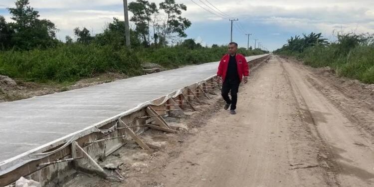 FOTO: IST/MATA KALTENG - Ketua DPRD Seruyan, Zuli Eko Prasetyo saat meninjau pembangunan ruas jalan Kuala Pembuang - Telaga Pulang berapa waktu lalu.