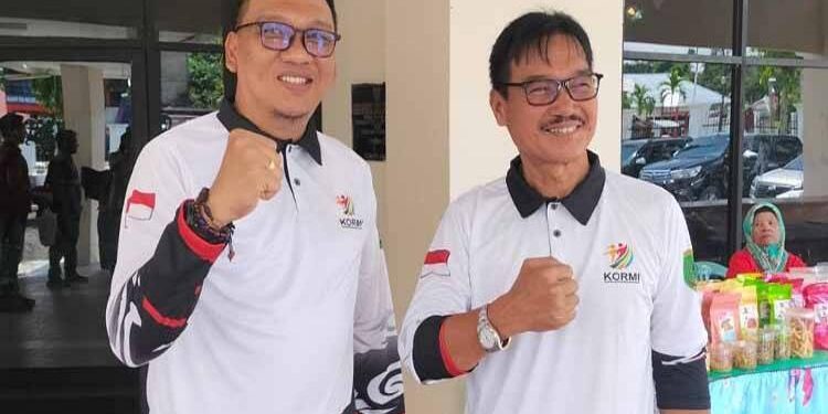 FOTO: CO/MATAKALTENG - Sekda Barsel, Eddy Purwanto bersama Ketua Kormi Barsel, HM Farid Yusran.