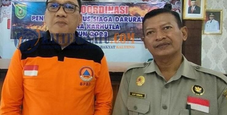 Sekretaris Daerah (Sekda) Barsel, Eddy Purwanto didampingi Kepala BPBD Barsel Alip Suraya