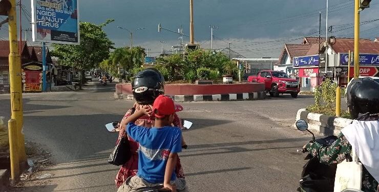 FOTO : DEVIANA/MATAKALTENG - Bundaran Tidar, Jalan Tjilik Riwut KM 2 Sampit yang akan dirubah dimensinya, Rabu 17 Mei 2023.