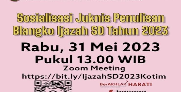 FOTO : DISDIK/MATA KALTENG - Selebaran undangan sosialisasi juknis penulisan blanko ijazah SD di Kotim.