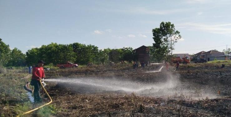 FOTO : Dok/MATA KALTENG - Penanganan Karhutla di Kota Sampit yang dilakukan petugas Disdamkarmat Kotim.