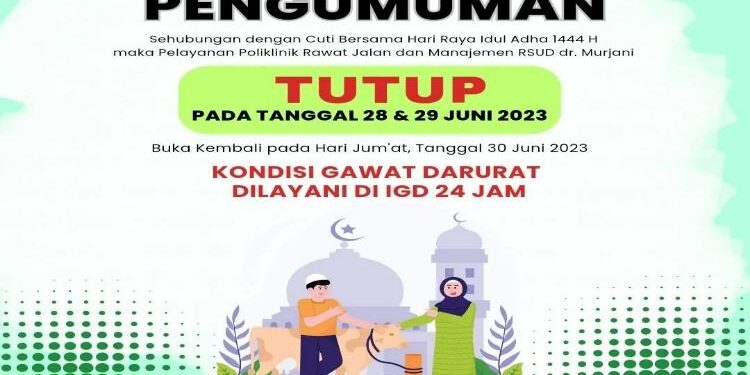 FOTO: IST/MATAKALTENG - Pengumuman libur poliklinik rawat jalan RSUD dr Murjani Sampit.