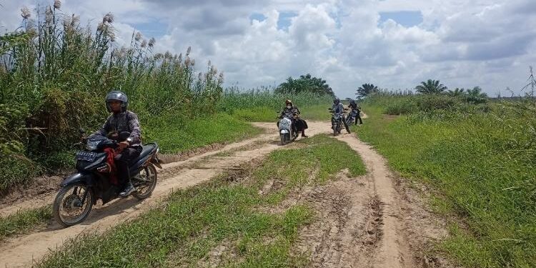 FOTO: ALDI/MATA KALTENG - Kondisi salah satu sudut jalan pertanian di Desa Pematang Limau, Kecamatan Seruyan Hilir.
