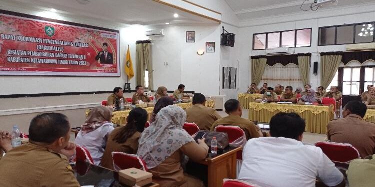 FOTO: DEVIANA/MATAKALTENG - Rapat koordinasi pendalian dan evaluasi kegiatan pembangunan daerah triwulan II Kabupaten Kotim tahun 2023, Selasa 11 Juli 2023.