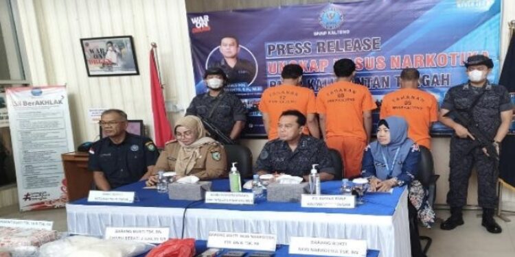 FOTO:DOK/MATA KALTENG - Press release pengungkapan 9,2 kg sabu oleh BNNP Kalteng belum lama ini.