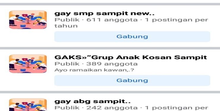 FOTO : IST/MATA KALTENG - Jepretan layar grup komunitas gay di Sampit.