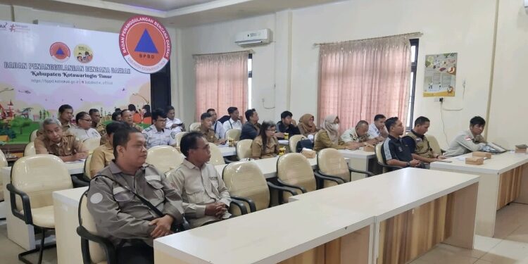 FOTO: DIAN/MATA KALTENG - Sosialisasi pengkajian kebutuhan pasca bencana (Jitupasna) di BPBD Kotim, Selasa 15 Agustus 2023.