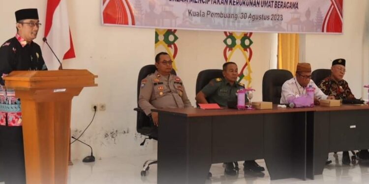 FOTO: PROKOM SERUYAN/MATA KALTENG - Suasana saat agenda Rakor FKUB tahun 2023 dan dialog kerukunan umat beragama menjelang pemilu tahun 2024 di Aula Kesbangpol Seruyan, Rabu 30 Agustus 2023.