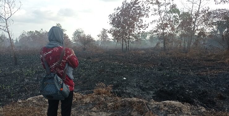 FOTO : DEVIANA/MATAKALTENG - Kebakaran lahan di Jalan Muhammad Hatta, Kecamatan Mentawa Baru Ketapang (MBK) belum lama ini.