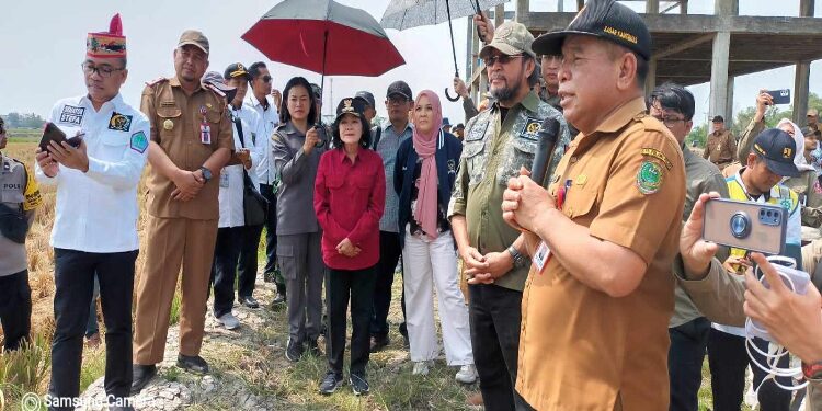 FOTO: MATAKALTENG - Asisten Administrasi Umum, Sri Suwanto, mendampingi Tim Komite II DPD RI melakukan kunjungan kerja ke lokasi Food Estate di Desa Sanggang dan Desa Belanti Siam, Kecamatan Pandih Batu, Kabupaten Pulang Pisau.