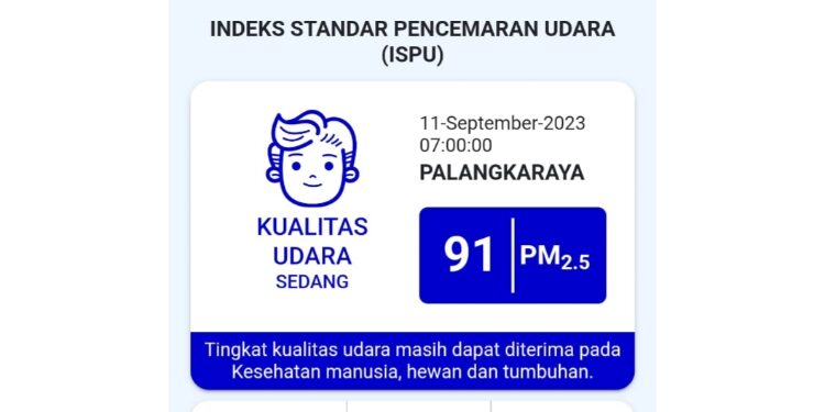 FOTO: MATAKALTENG - Informasi kualitas udara di aplikasi ISPUnet.