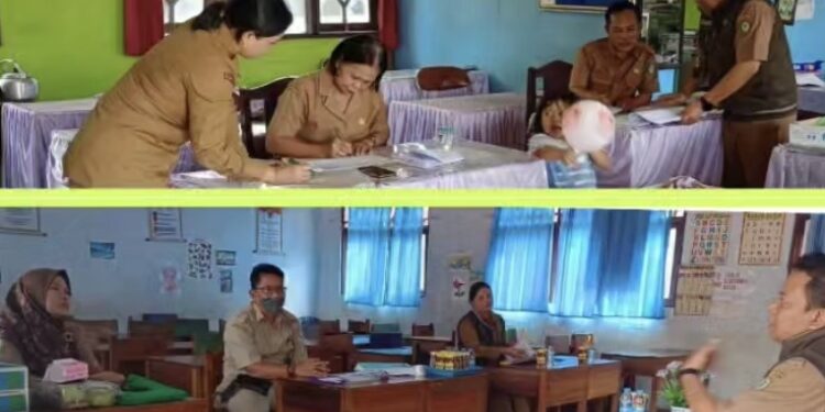 FOTO: DISDIK/MATA KALTENG - Monitoring pemanfaatan BOSP tahap I tahun anggaran 2023 di Desa Rubung Buyung belum lama ini.
