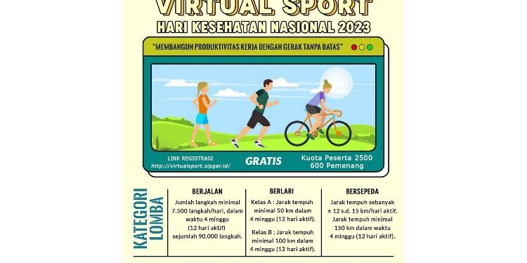 FOTO: IST/MATA KALTENG - Virtual Sport Hari Kesehatan Nasional 2023 oleh Kementrian Kesehatan RI.