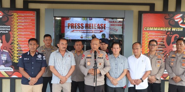 FOTO: IST/MATA KALTENG - Press release Polda Kalimantan Tengah di Sampit terkait dengan peristiwa Desa Bangkal.
