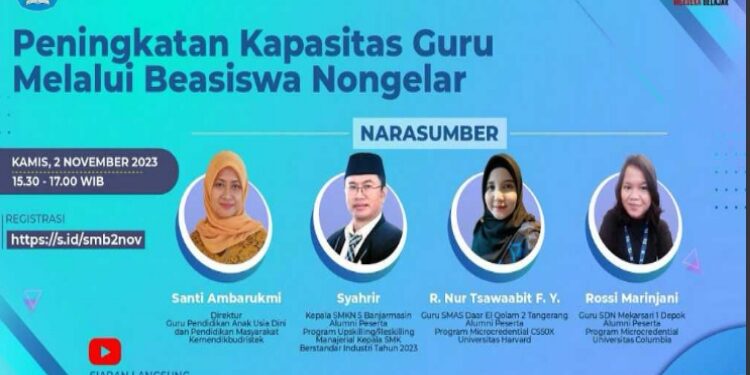 FOTO: IST/MATA KALTENG - Webinar peningkatan kapasitas guru oleh Kemendikbud Ristek.