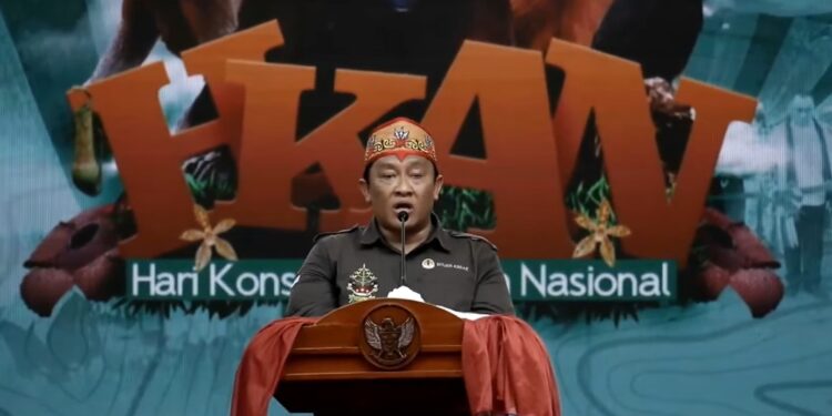 FOTO: MATAKALTENG - Wakil Gubernur Kalimantan Tengah (Kalteng), Edy Pratowo saat puncak peringatan Hari Konservasi Alam Nasional di Taman Wisata Alam Bukit Tangkiling.