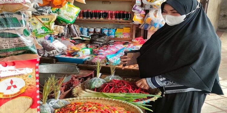 FOTO : IST/MATAKALTENG - Wakil Bupati Kotim Irawati saat berbelanja di salah satu tradisional di Sampit, belum lama ini.