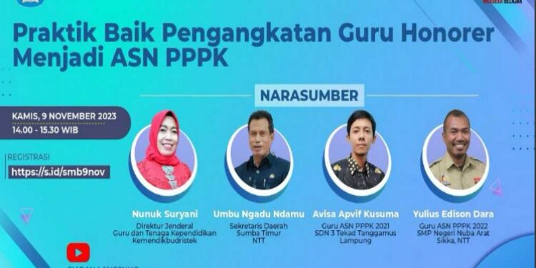 FOTO:IST/MATA KALTENG - Webinar Silaturahmi Merdeka Belajar Praktik Baik Pengangkatan Guru Honorer Menjadi ASN PPPK.