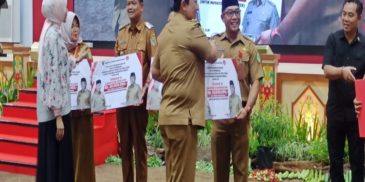 FOTO : IST/MATAKALTENG - Kepala DPMD Raihansyah saat menerima penghargaan dari Wagub Kalteng Eddy Pratowo.