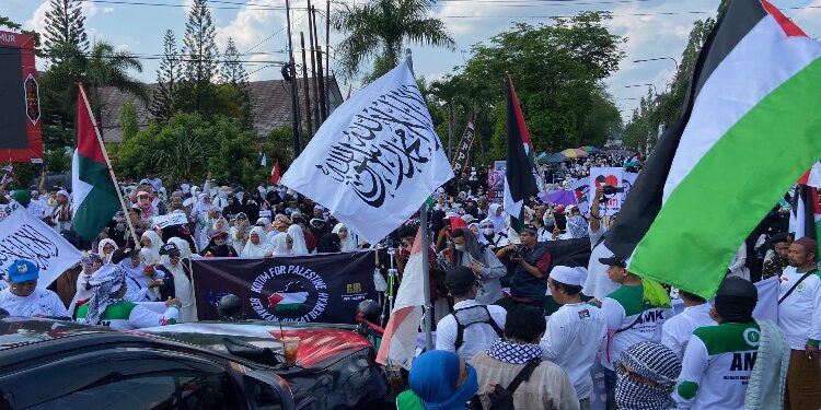 FOTO: DIAN/MATA KALTENG - Aksi solidaritas bela Palestina di Kotim belum lama ini.