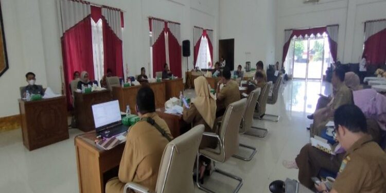 FOTO: MATAKALTENG - Legiskatif dan eksekutif Barsel saat menggelar rapat pembahasan APBD 2024.