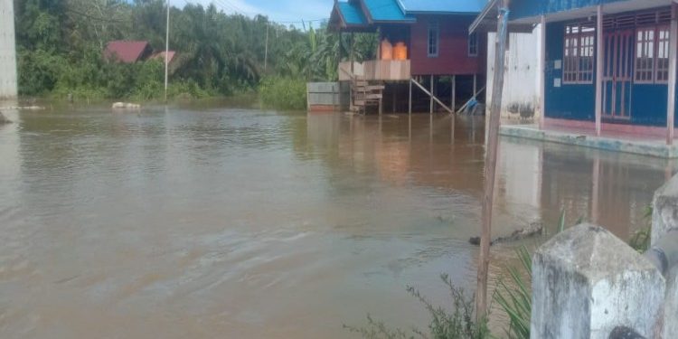 FOTO: IST/MATAKALTENG - Kondisi Desa Mujam saat ini yang digenangi air, Senin 27 November 2023.