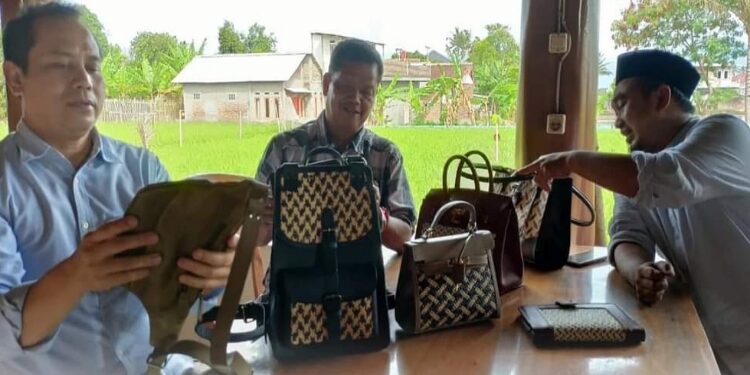 FOTO: PROKOM SERUYAN/MATA KALTENG - Pj Bupati Seruyan, Djainuddin Noor (tengah) saat berkunjung ke pengolahan industri kulit di Garut, Jawa Barat.
