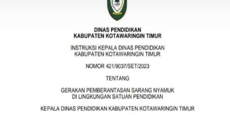 Foto:DISDIK/MATA KALTENG - Edaran instruksi Kepala Dinas Pendidikan Kotim.