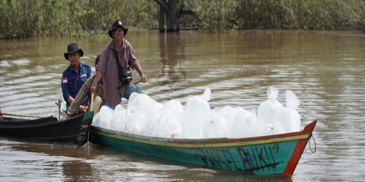 FOTO: MATAKALTENG - Restocking ikan oleh pemerintah kota.