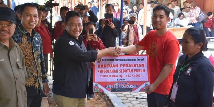 FOTO: IST/MATAKALTENG - Tinjau Pasar Penyeimbang di Bartim, Wagub Serahkan Simbolis Bantuan Paket Sembako Murah.