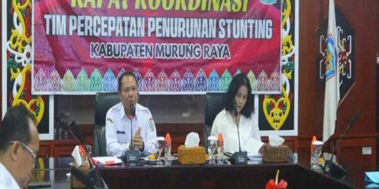 FOTO: MATAKALTENG - Rapat Koordinasi (Rakor) Teknis Tim Percepatan Penurunan Stunting (TPPS) yang berlangsung di Aula Gedung A, Kantor Bupati Mura, Rabu (1/11/2023).