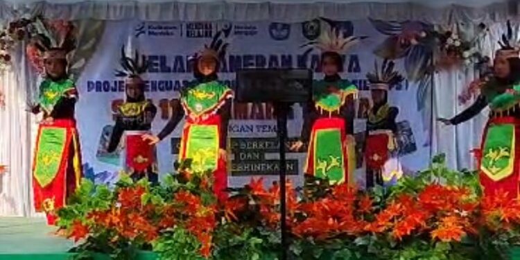 FOTO: DISDIK/MATA KALTENG - Sejumlah siswi SDN 11 Baamang Tengah saat menarikan tarian daerah.