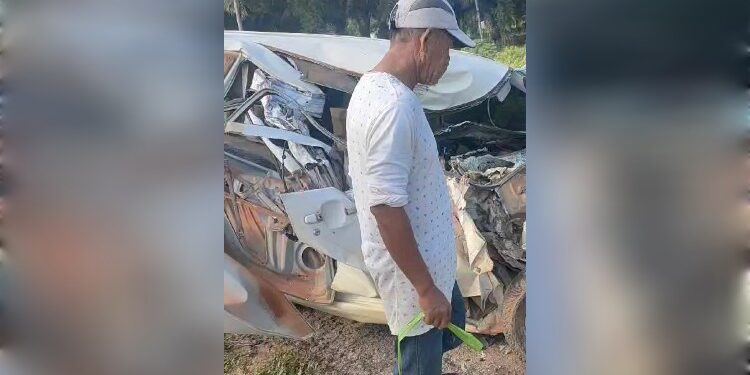 FOTO: IST/MATA KALTENG - Kendaraan yang terlibat kecelakaan tragis di Jalan Tjilik Riwut KM 14, Kecamatan Kota Besi, Kotim. Kamis, 28 Desember 2023.