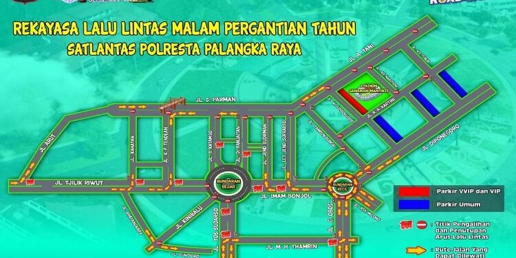 FOTO: MATAKALTENG - Informasi rekayasa lalu lintas oleh Satlantas Polresta Palangka Raya.