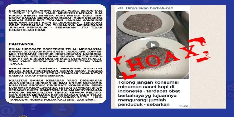 FOTO: MATAKALTENG - Informasi serbuk kopi berbutir merah muda dinyatakan hoaks.