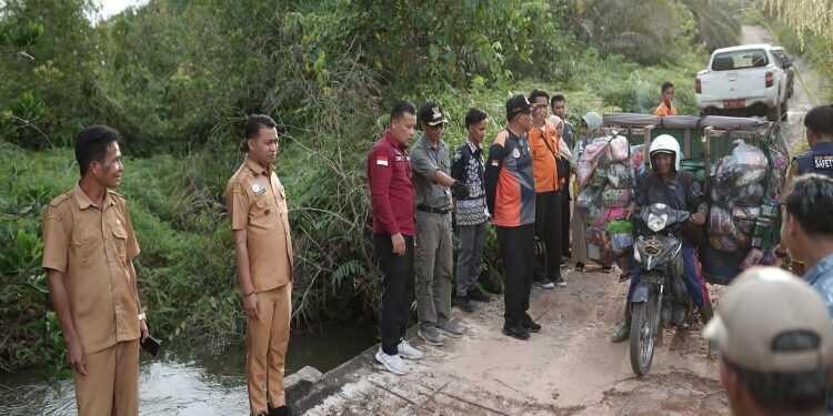 FOTO: AKH/MATAKALTENG - Sekda Sukamara Rendy Lesmana saa meninjau lokasi pasca banjir.