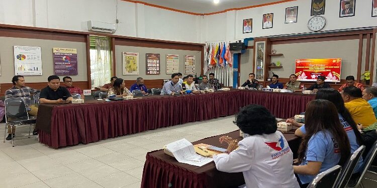 FOTO: DIAN/MATA KALTENG - Rapat koordinasi persiapan penetapan jadwal kampanye rapat umum pemilu tahun 2024, 19 Januari 2024.