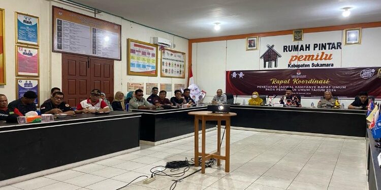 FOTO: AKH/MATAKALTENG - KPU Sukamara saat menggelar rakor penetapan jadwal kampanye rapat umum pemilu serentak 2024.