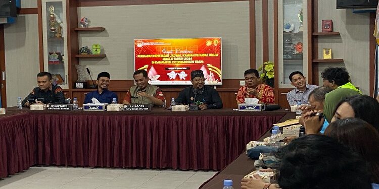 FOTO: DIAN/MATA KALTENG - Rapat koordinasi penetapan tanggal kampanye di KPU Kotim, Jumat 19 Januari 2024.
